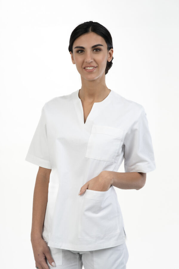 Casacca donna collo a goccia bianca