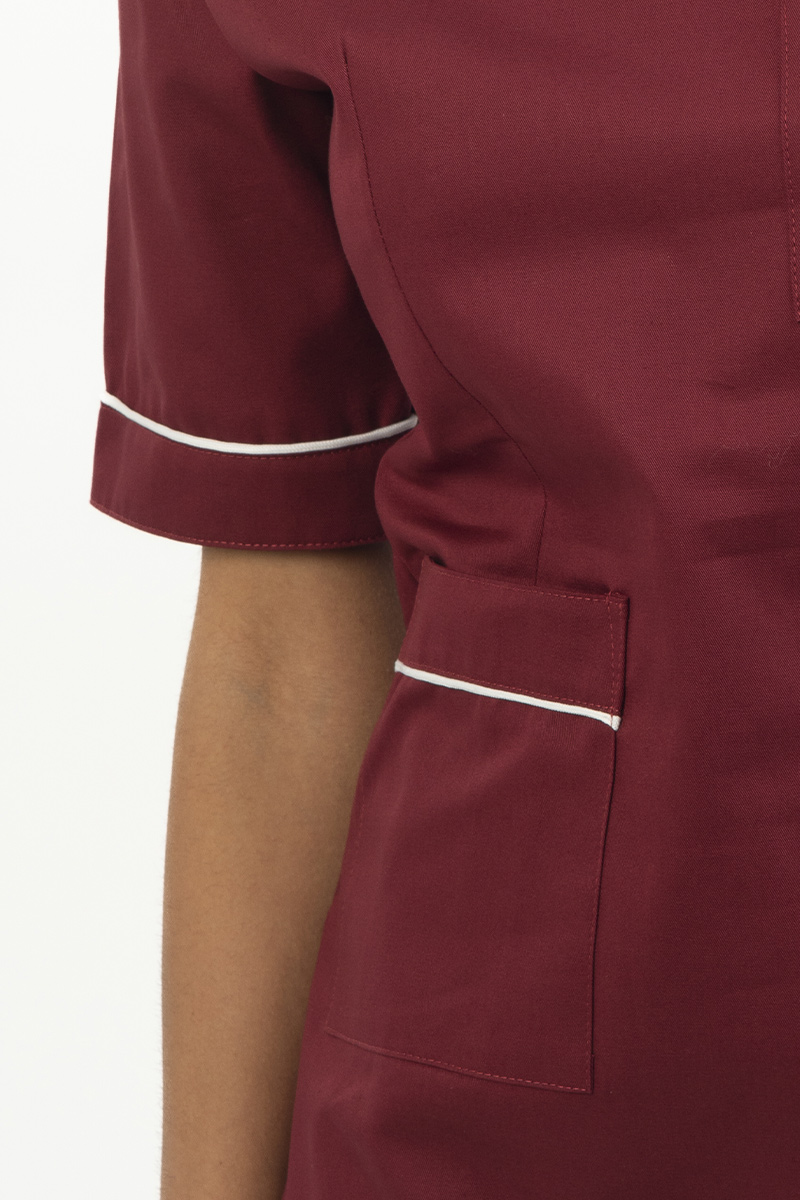 Casacca donna collo a goccia bordeaux profili bianchi - immagine 3