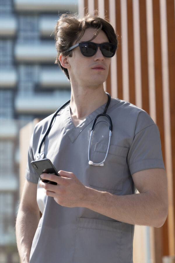 Casacca unisex collo V grigio