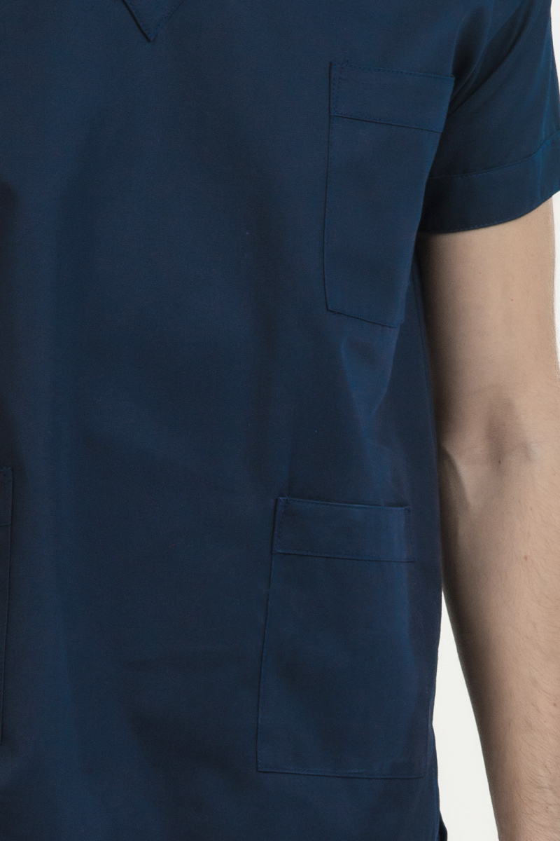 Casacca unisex collo V blu - immagine 4