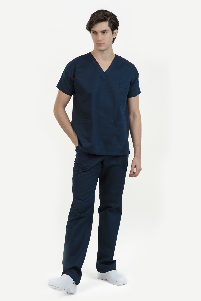 Casacca unisex collo V blu - immagine 2