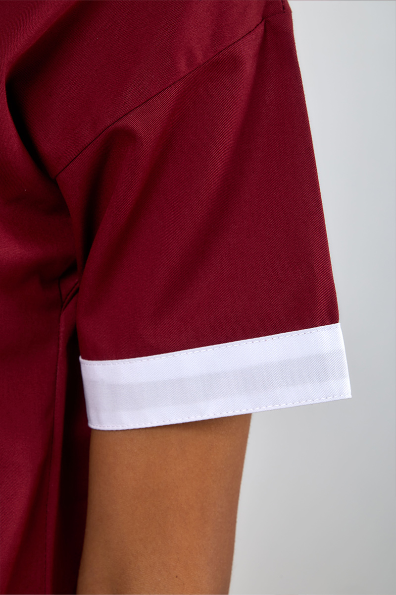 Casacca unisex collo coreana bordeaux bordi bianchi - immagine 3