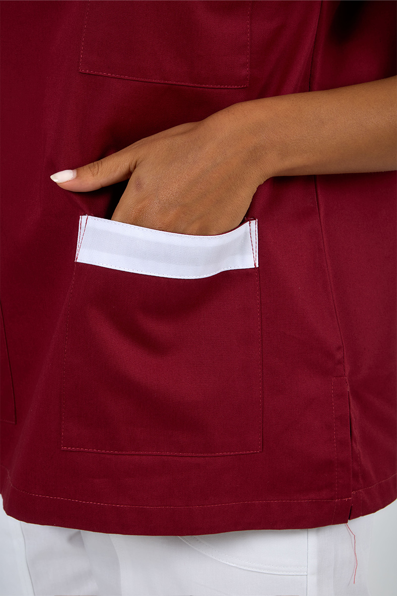 Casacca unisex collo coreana bordeaux bordi bianchi - immagine 4