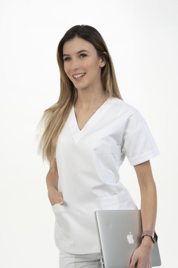 Casacca donna collo V bianca