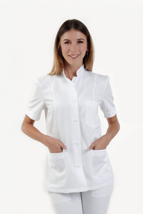 Giacca donna collo coreana bianca