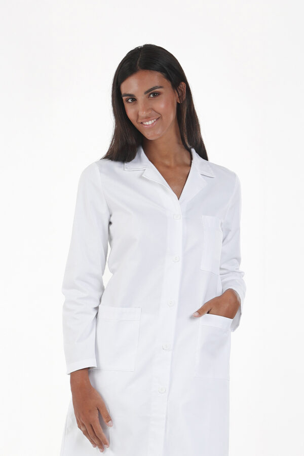 Camice medico donna collo 4 punte bianco