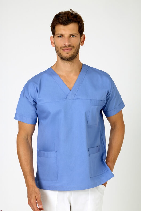 Casacca unisex collo incrocio azzurro