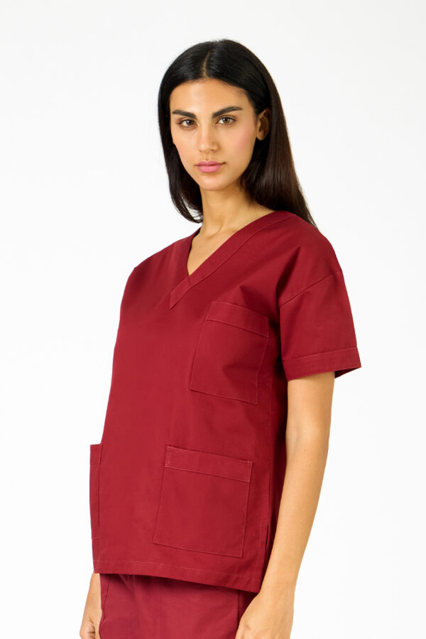 Casacca unisex collo V bordeaux