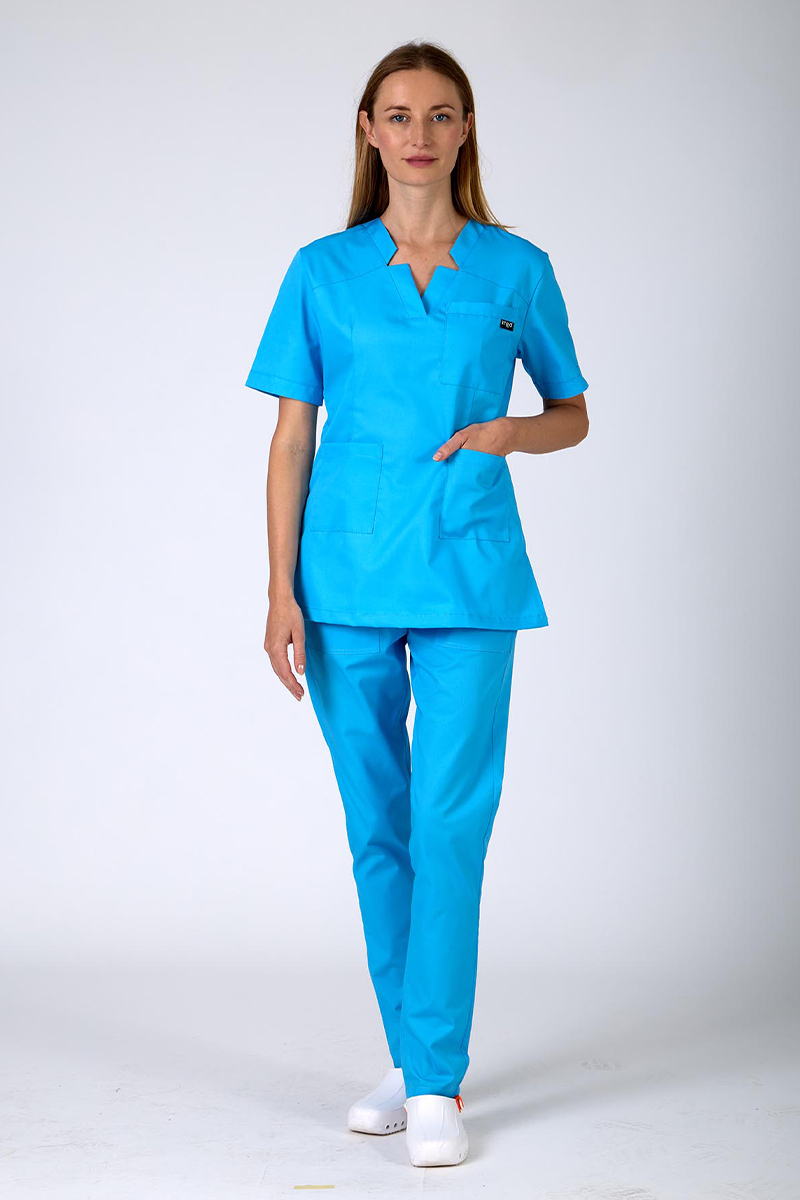 Casacca donna collo V doppio atollo misto cot./pol. - immagine 2