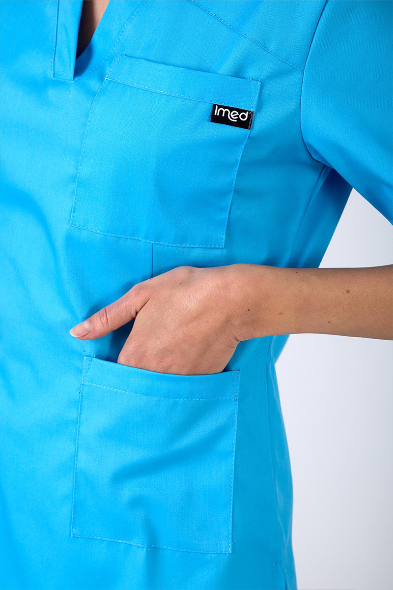 Casacca donna collo V doppio atollo misto cot./pol. - immagine 4