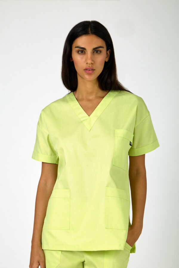Casacca unisex collo V verde acido