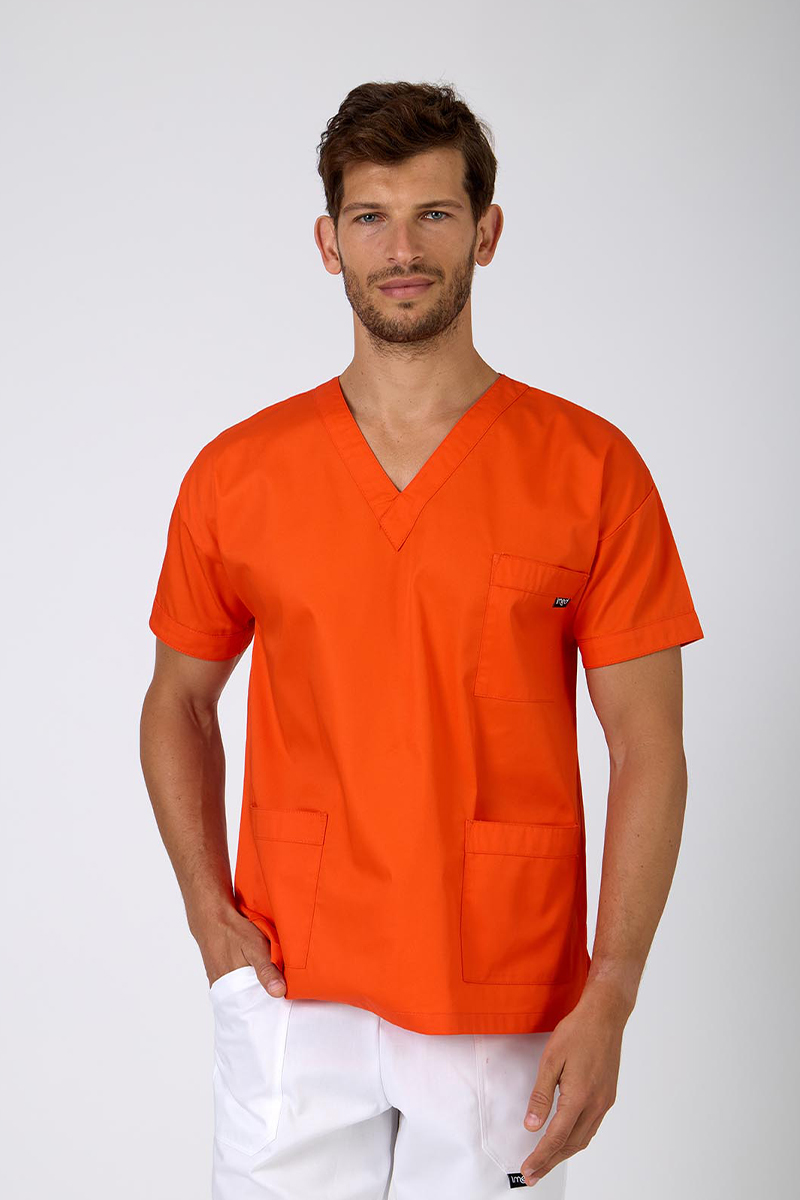 Casacca unisex collo V arancio misto cot./pol.