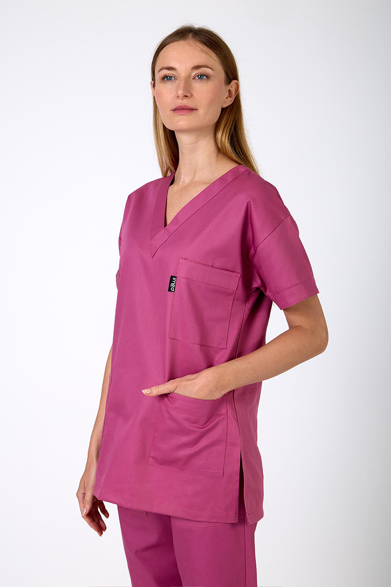 Casacca donna collo V fucsia - immagine 2