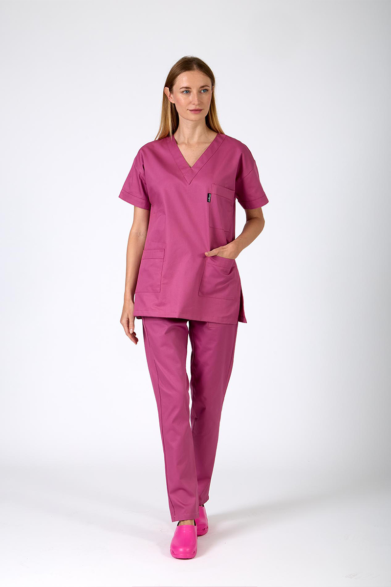 Casacca donna collo V fucsia - immagine 4