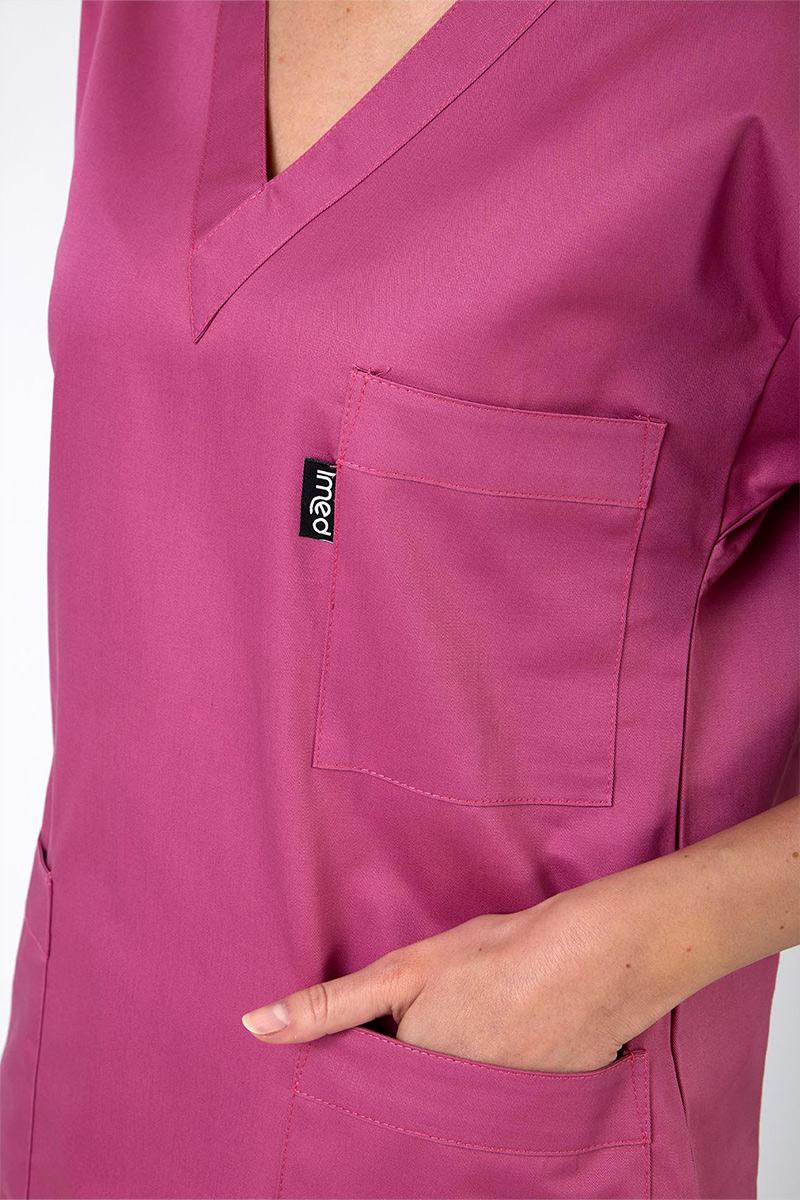 Casacca donna collo V fucsia - immagine 5