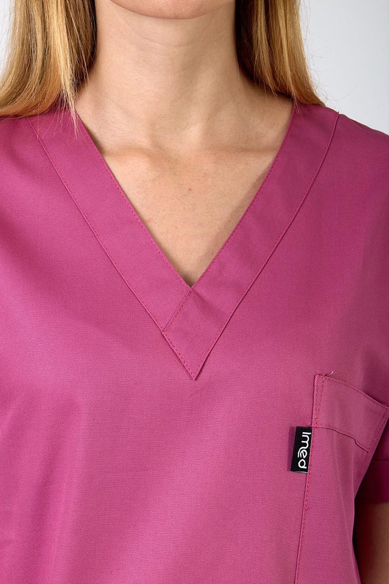 Casacca donna collo V fucsia - immagine 3