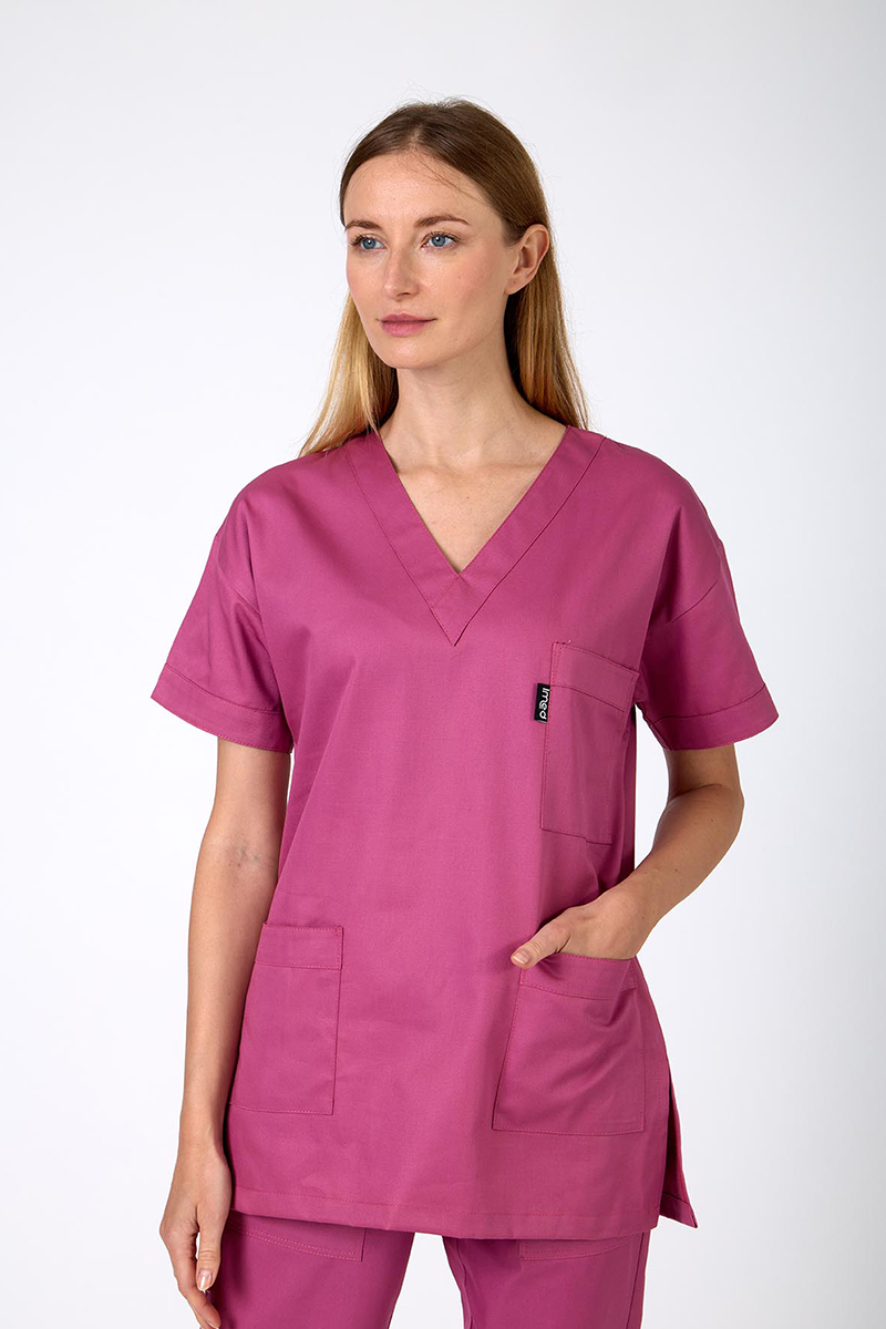 Casacca donna collo V fucsia