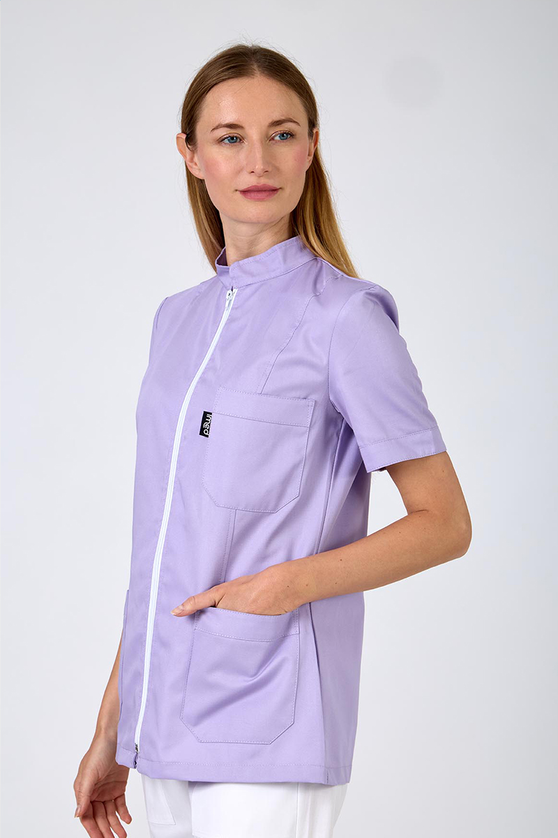 Giacca donna collo coreana zip lilla - immagine 3