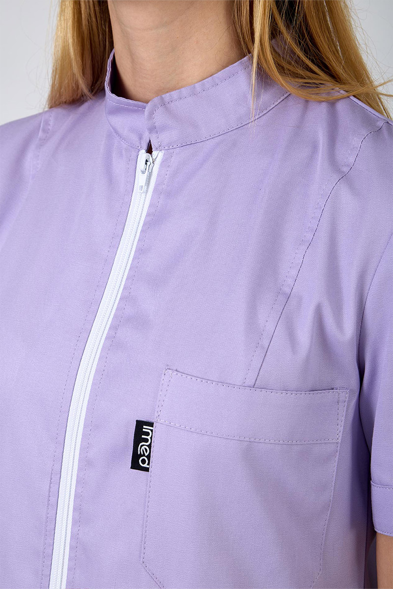 Giacca donna collo coreana zip lilla - immagine 4