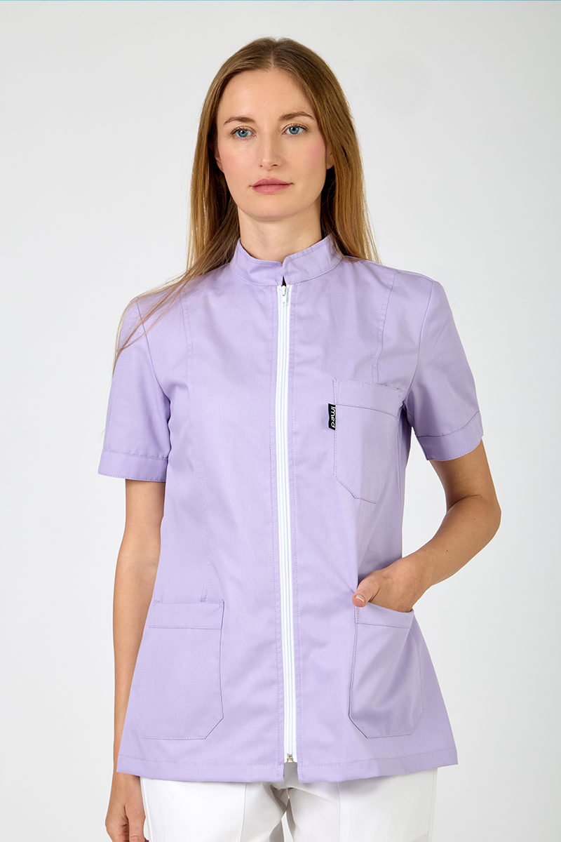 Giacca donna collo coreana zip lilla