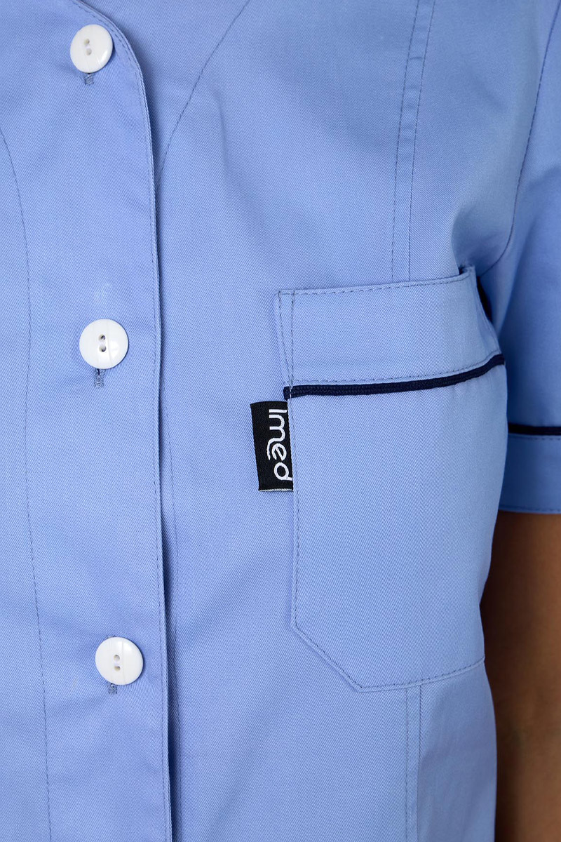 Giacca donna collo V piccolo azzurro chiaro con profili blu scuro - immagine 4