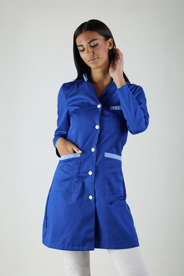 Camice donna slim collo coreana bluette bordi azzurro chiaro