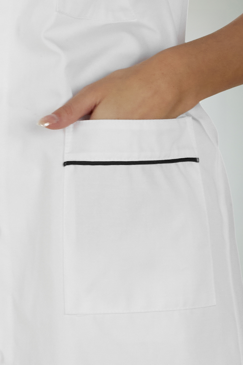 Camice donna collo 4 punte bianco con profili blu - immagine 5