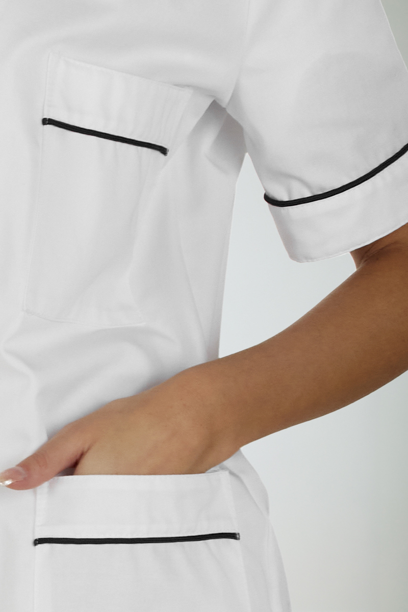 Camice donna collo 4 punte bianco con profili blu - immagine 4