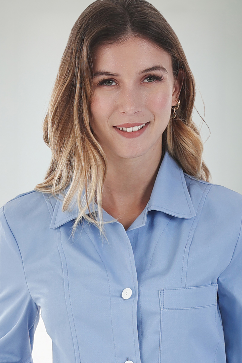 Camice donna slim collo 4 punte azzurro chiaro - immagine 2