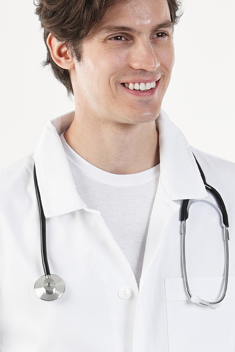 Camice medico uomo collo 4 punte bianco - immagine 3