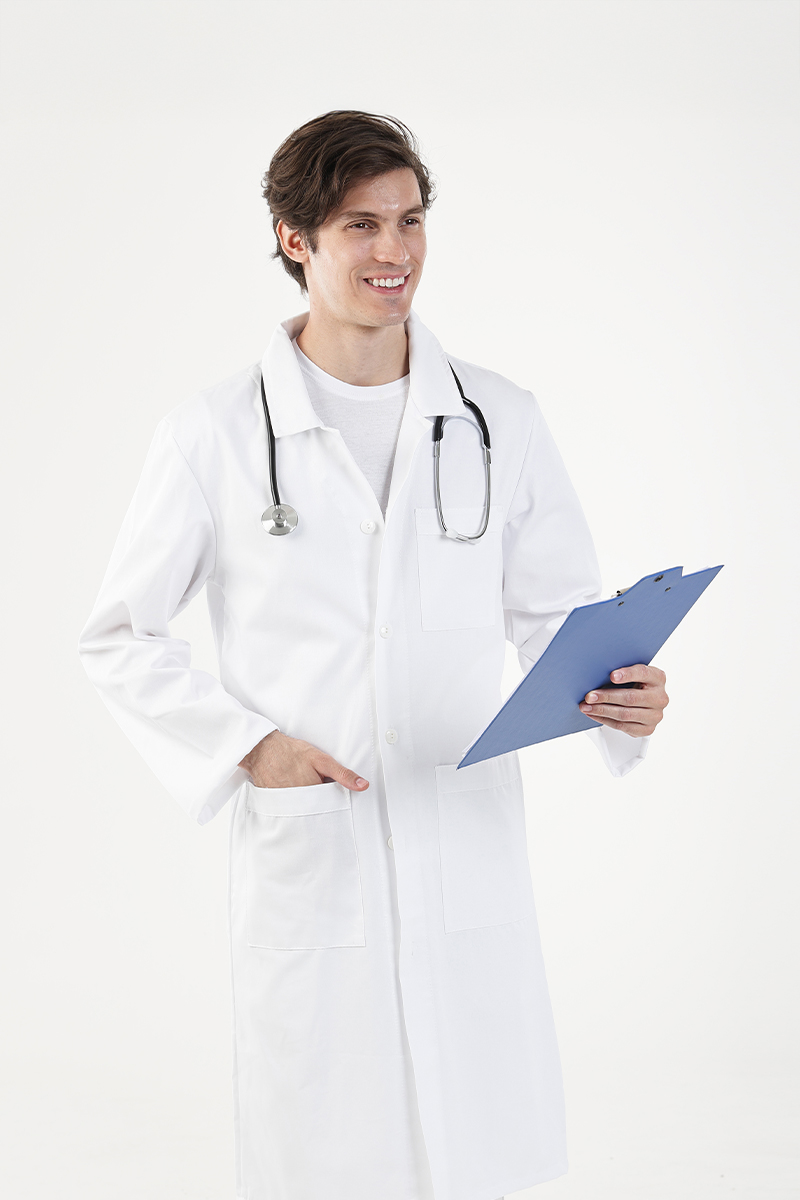 Camice medico uomo collo 4 punte bianco