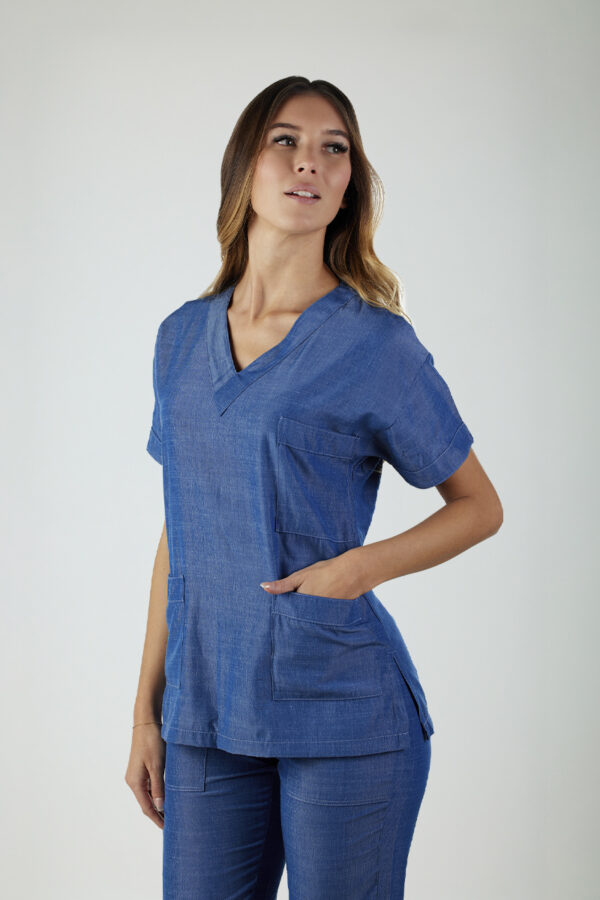 Casacca unisex collo V jeans