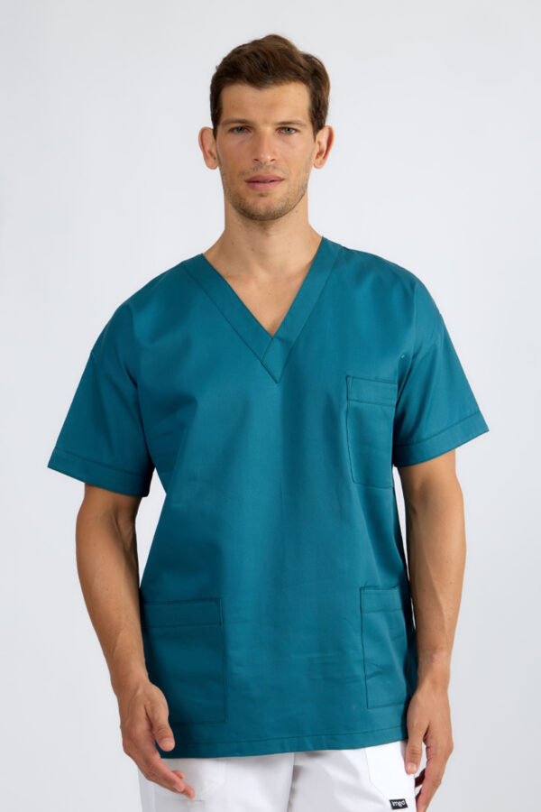 Casacca unisex collo V petrolio