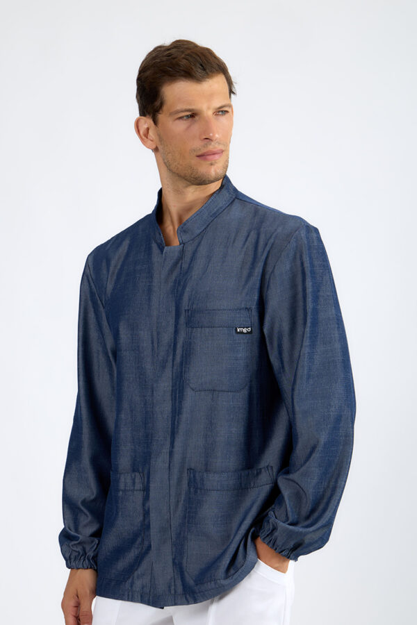 Giacca uomo collo coreana jeans scuro