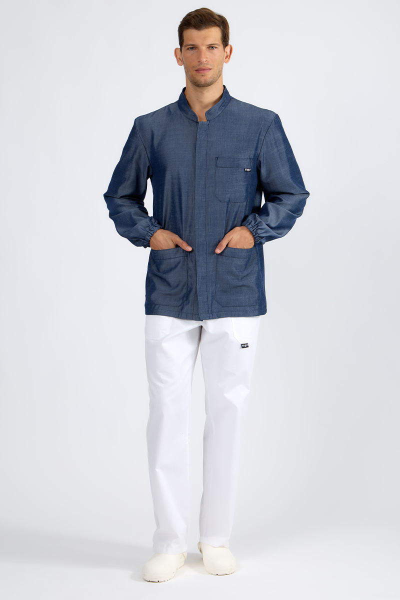 Giacca uomo collo coreana jeans scuro - immagine 2