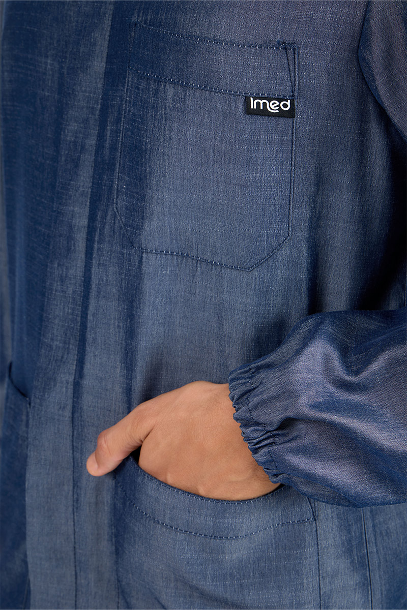 Giacca uomo collo coreana jeans scuro - immagine 3