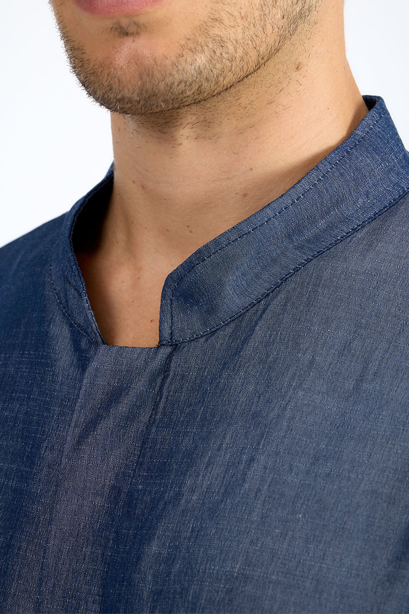 Giacca uomo collo coreana jeans scuro - immagine 4