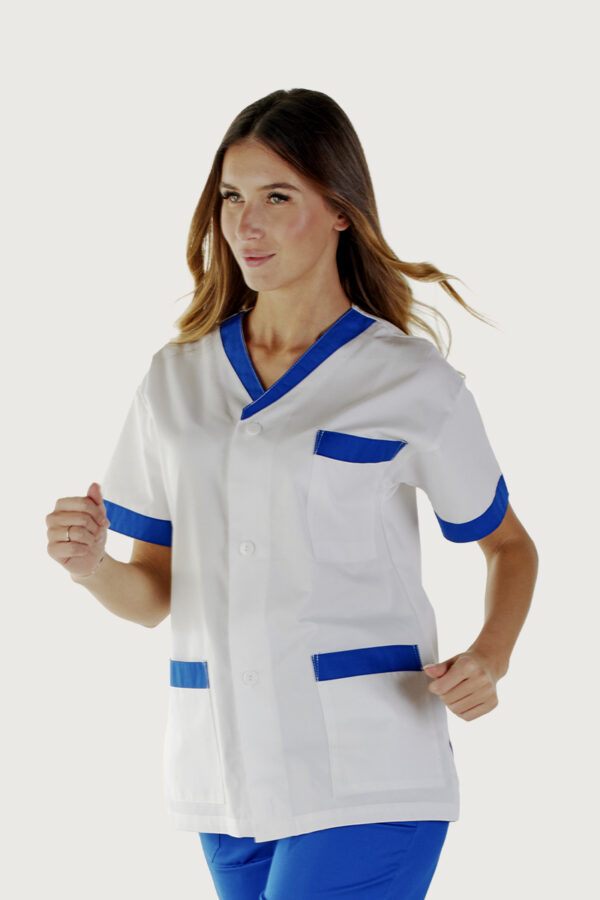 Giacca unisex collo V marinaio bordi bluette