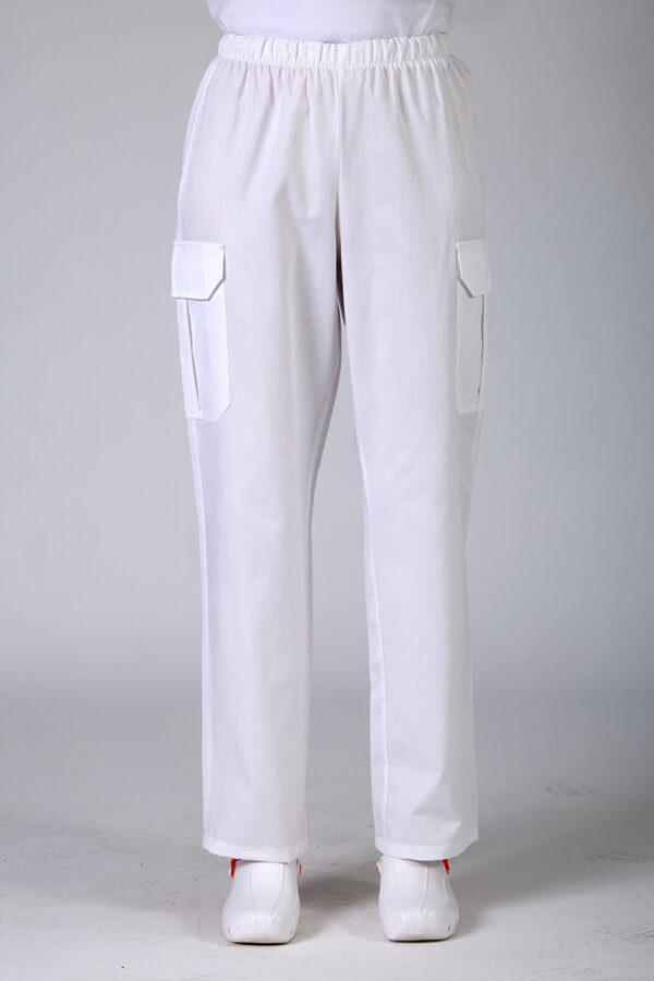 Pantalone  Sanitario unisex bianco tasconi laterali
