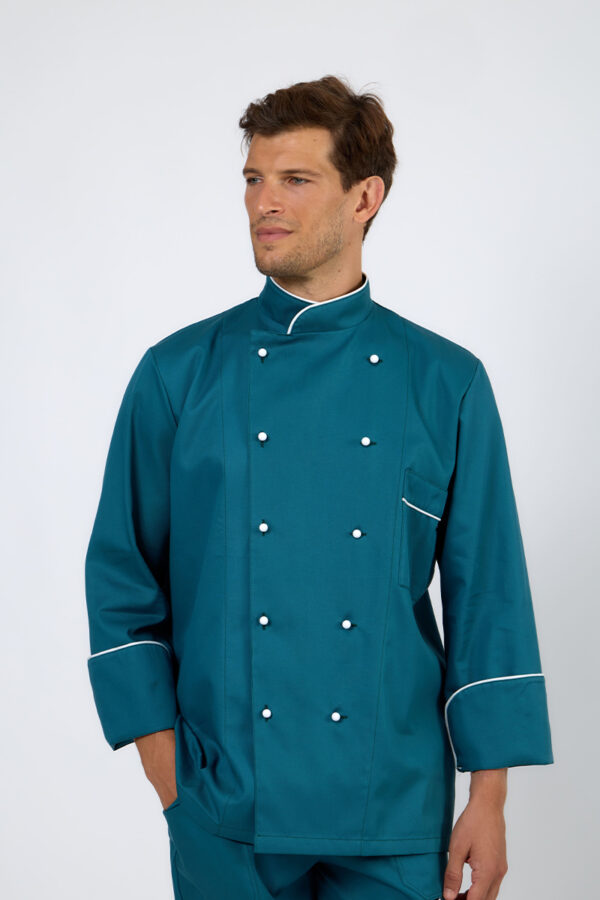 Giacca cuoco unisex petrolio profili bianchi