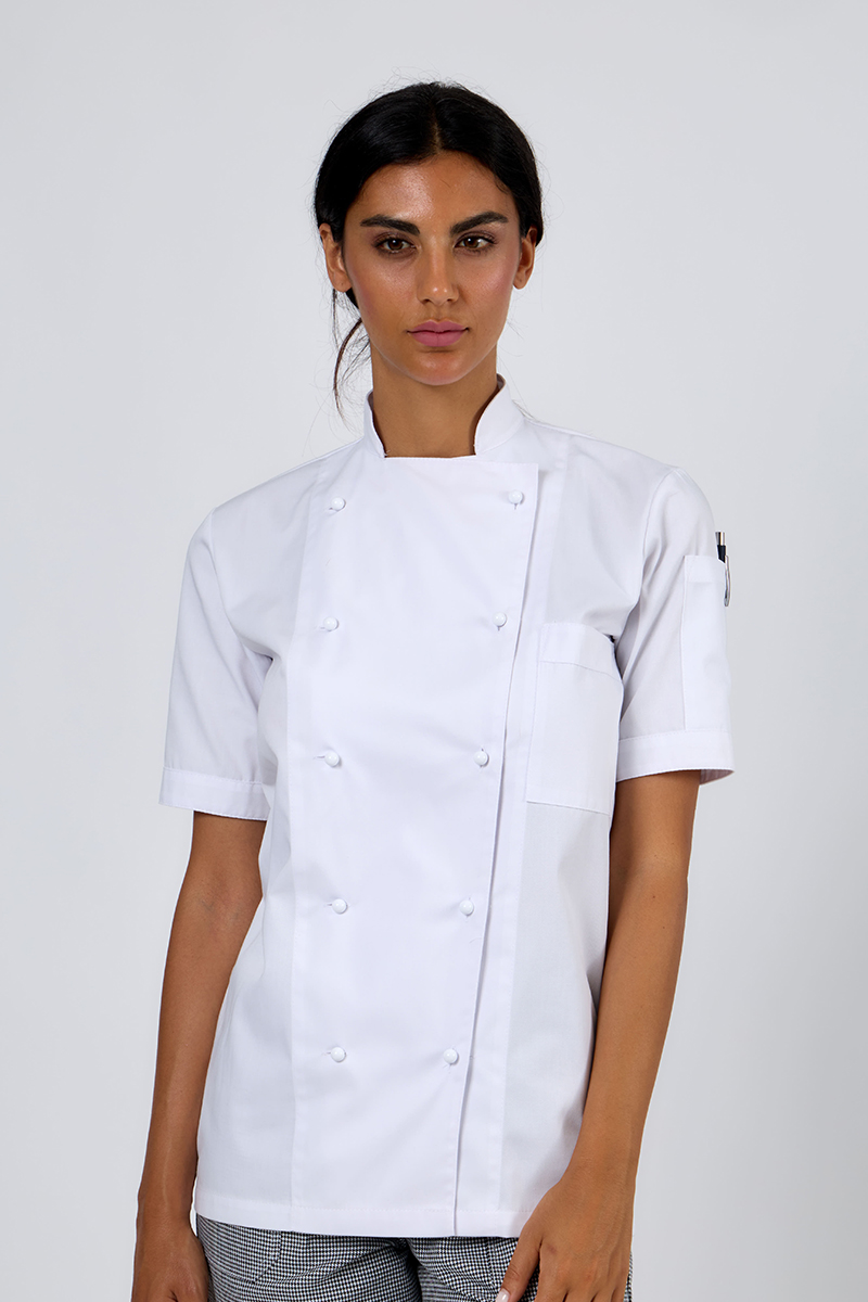 Giacca cuoco unisex con taschini bianca