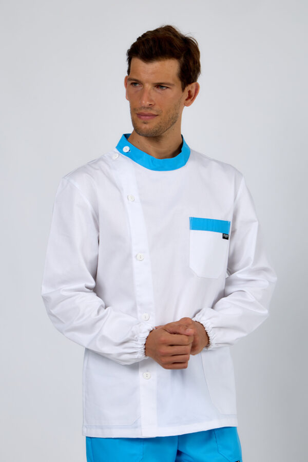 Giacca uomo allaciatura lat. bianca bordi atollo