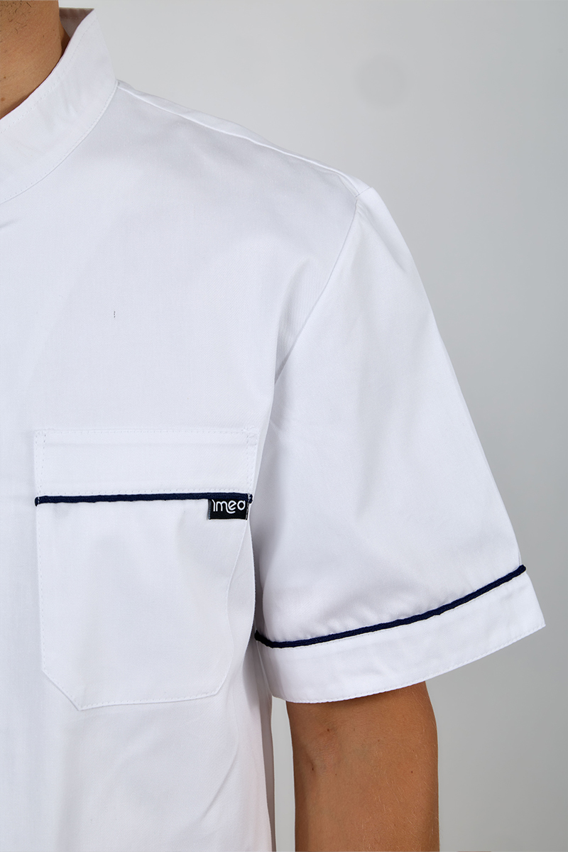 Giacca uomo collo coreana bianca profili blu - immagine 4