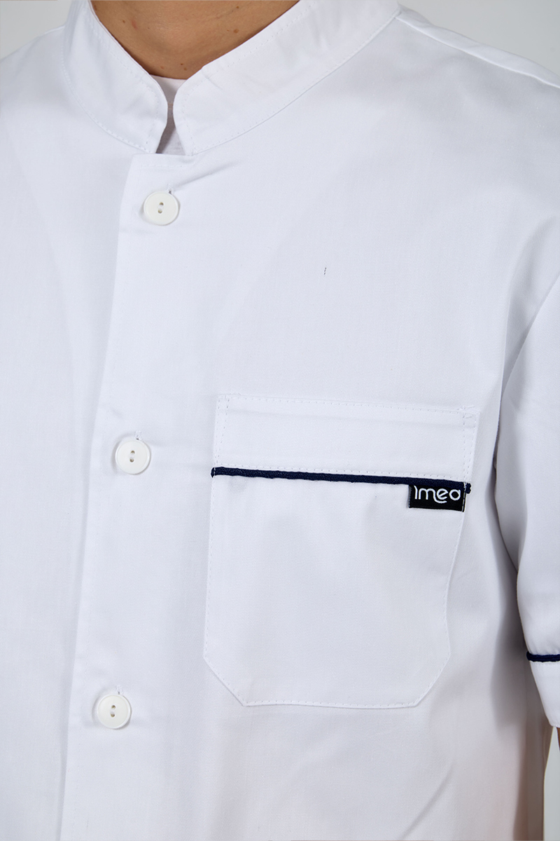 Giacca uomo collo coreana bianca profili blu - immagine 2