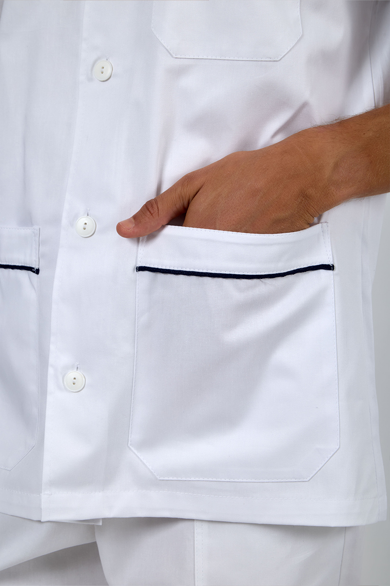 Giacca uomo collo coreana bianca profili blu - immagine 3